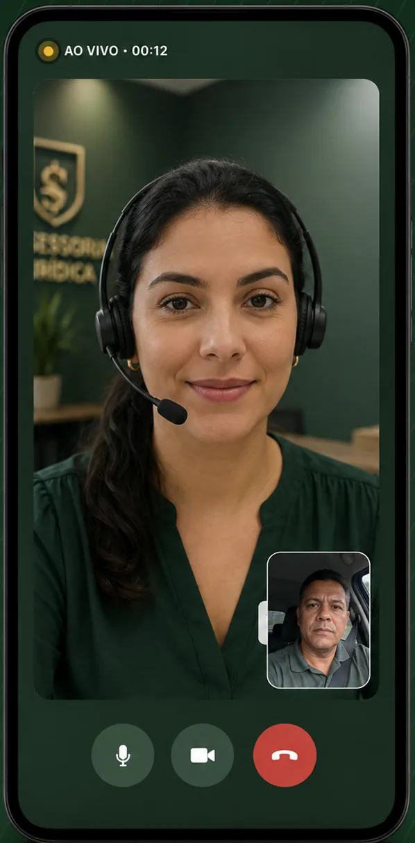 Phone showing a live video call with a Rearguard assistant